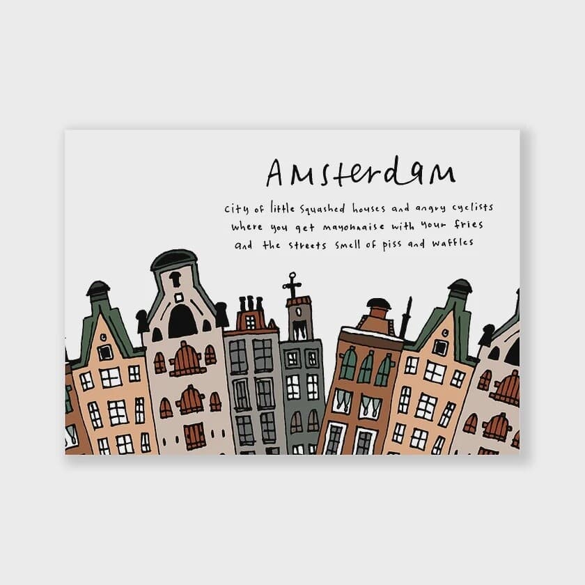 Amsterdam Postcard (Eat Mielies) — White
